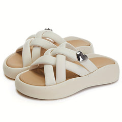 Women's Cross Strap Summer Slippers Sandals Thick Sole Comfortable Platform