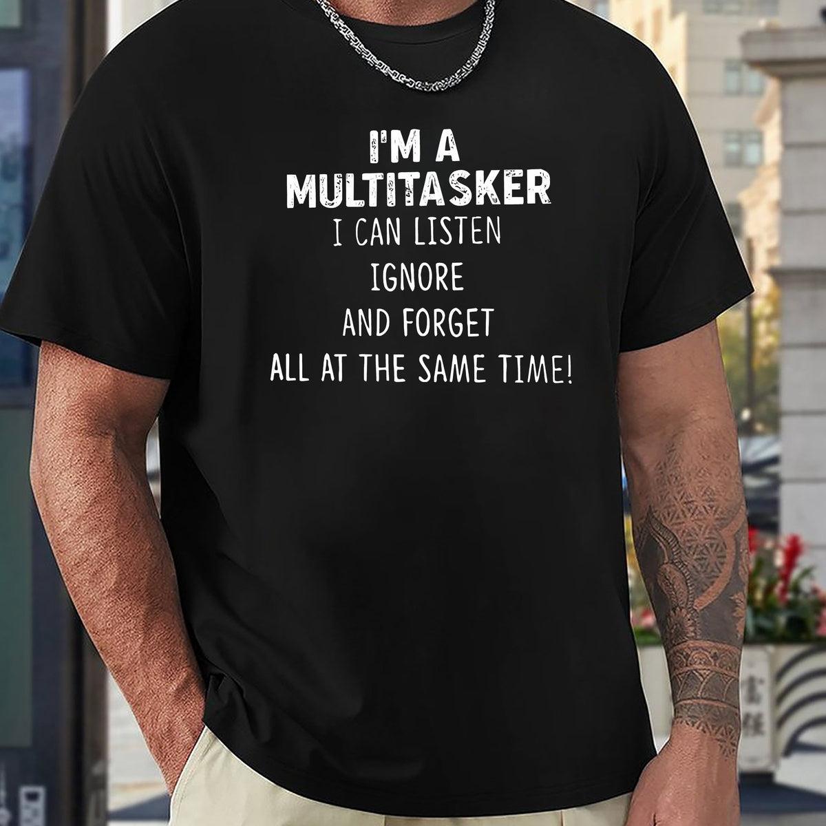 Funny Multitasker Pattern Print Men's T-shirt