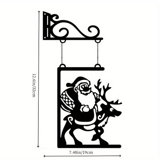 Wall Metal Santa Claus Decoration Craft Indoor Outdoor Garden Gift