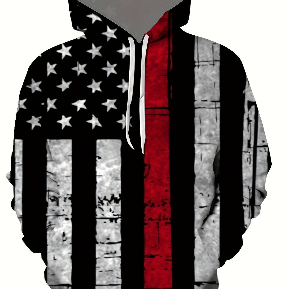 American Flag Print Hoodie Men's Casual Graphic Hooded Sweatshirt