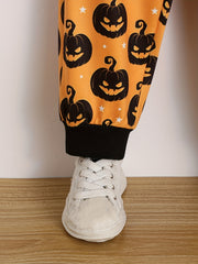 Toddler Boy's Pumpkin Pattern Outfit 2pcs Sweatshirt & Sweatpants Set