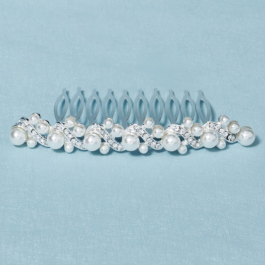 Pearl Hair Comb Silver Hairpin Tiara Wedding Birthday Cosplay