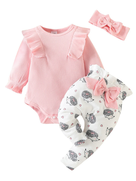 Baby Girls Long Sleeve Romper Pants Set