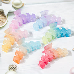 6pcs Gradient Twist Hair Claw Large Shark Claw Ponytail Holder Hair Accessories