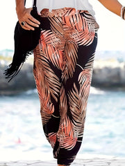 Women's Plus Leaf Print Lantern Trousers