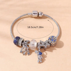 Romantic Starry Sky Bracelet with Faux Diamonds Rhinestone and Moon Astronauts