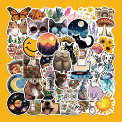 50pcs Cartoon Vinyl Stickers for Water Bottles Laptops Mobile Phones