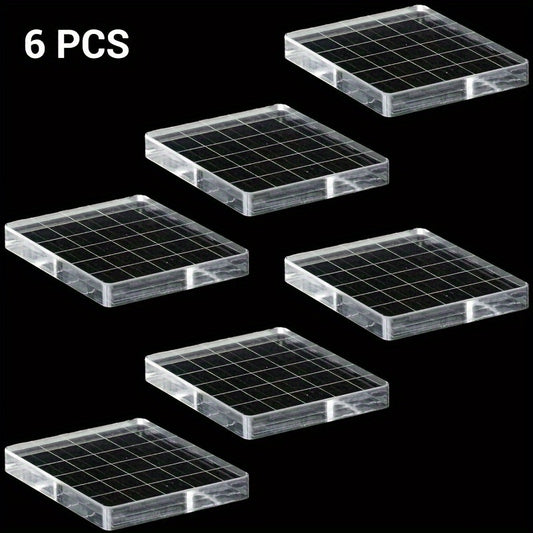6pcs Acrylic Stamping Block Set Grid Lines DIY Scrapbook Card Making