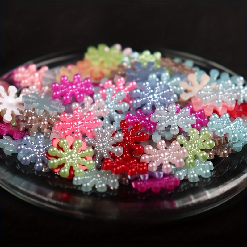 100pcs 15mm Winter Snowflake Resin Flatbacks DIY Nail Crafts Embellishments