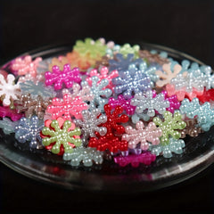 100pcs 15mm Winter Snowflake Resin Flatbacks DIY Nail Crafts Embellishments