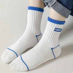 6 Pairs Kids' Embroidered 'PERFECT' Short Socks