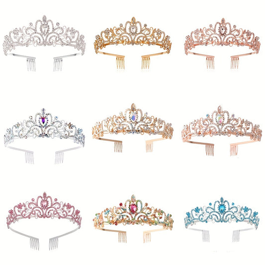 Bridal Crystal Headband Tiara With Comb For Women Rhinestone Hairband