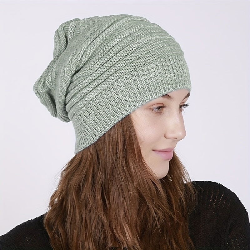 Thin Knitted Wool Slouchy Beanie for Men and Women