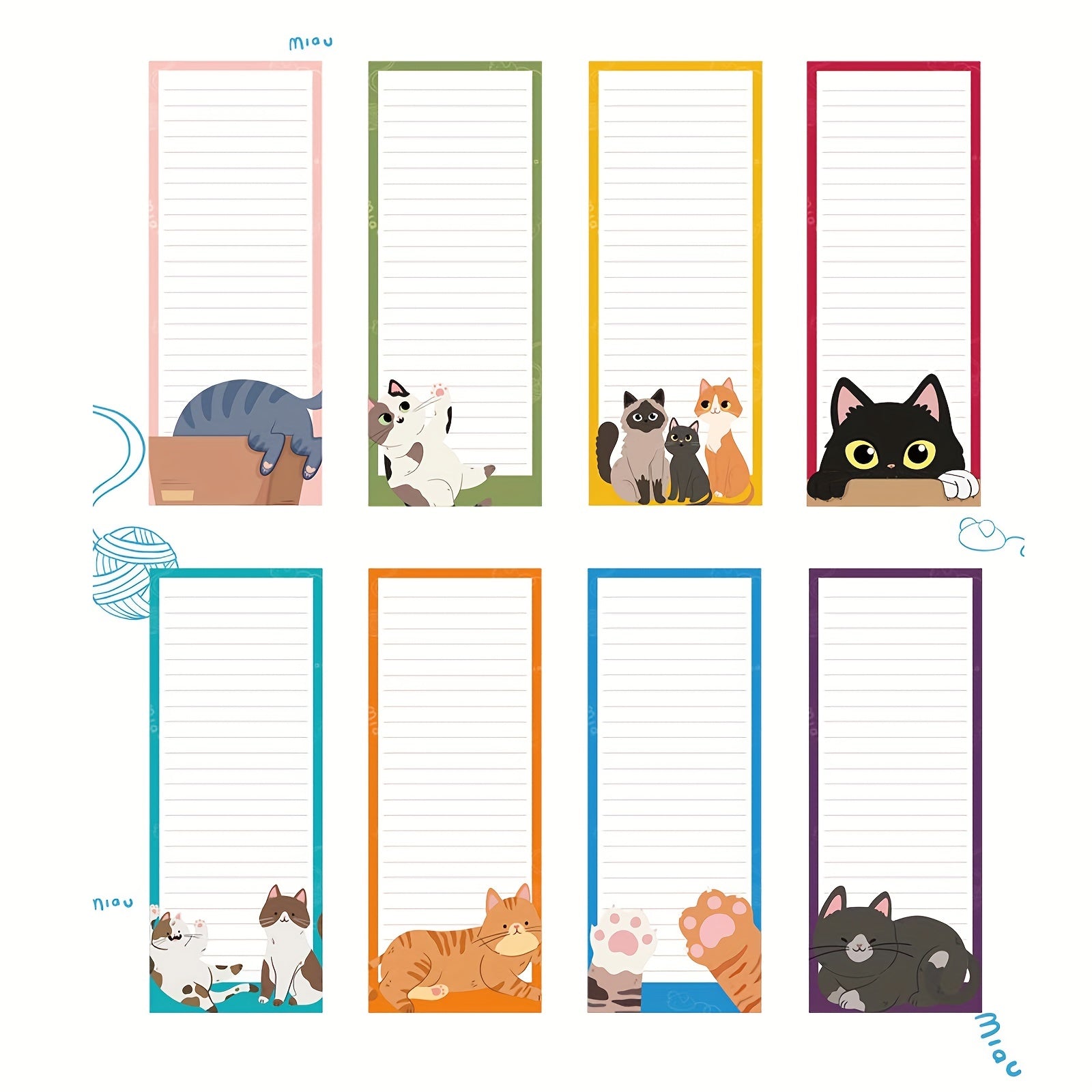 60 Sheets Cat Magnet Notepad Summer Theme Lists