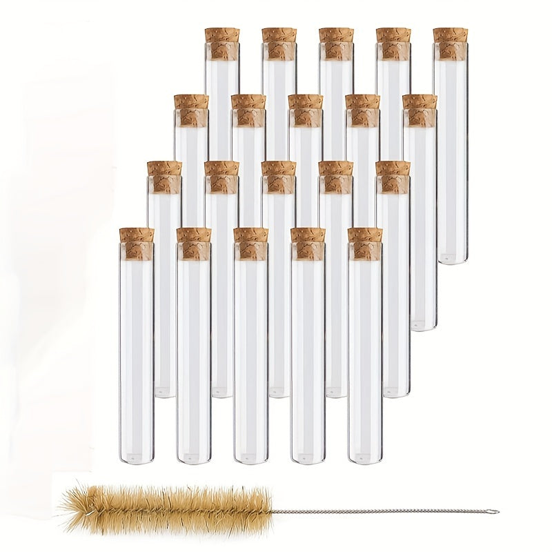 20pcs 25ml Clear Glass Test Tubes with Cork Stoppers for Scientific Experiments