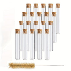 20pcs 25ml Clear Glass Test Tubes with Cork Stoppers for Scientific Experiments
