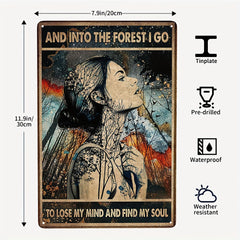 1pc Woman Forest Poster Vintage Tin Metal Sign Iron Painting Bar Garage Restaura