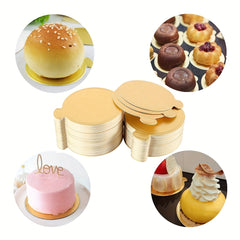 50 Mini Golden Cake Boards Disposable Cupcake Trays 3"