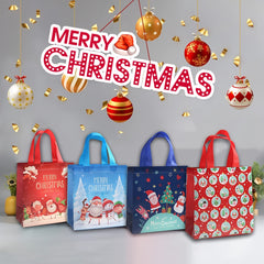 6pcs Christmas Gift Bags Reusable Xmas Tote Bulk Bags With Handles