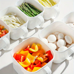 Plastic Food Storage Box With Handle Stackable Fridge Organizer Bins