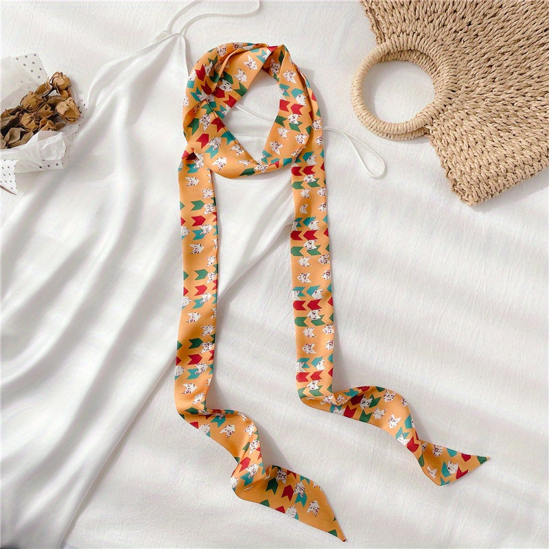 Reversible Skinny Scarf Belt Silk Ribbon Casual Bowknot Sash Belt