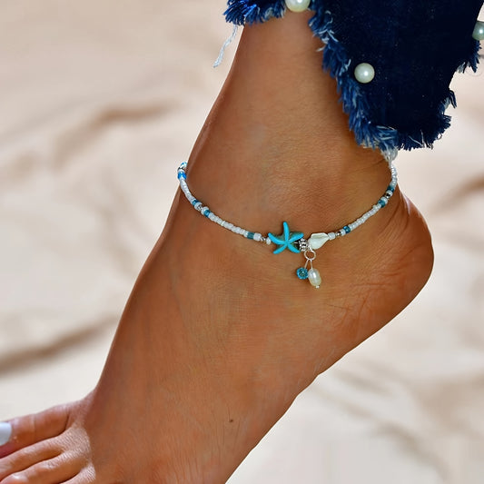 Starfish Conch Beach Anklet Beaded Ankle Bracelet
