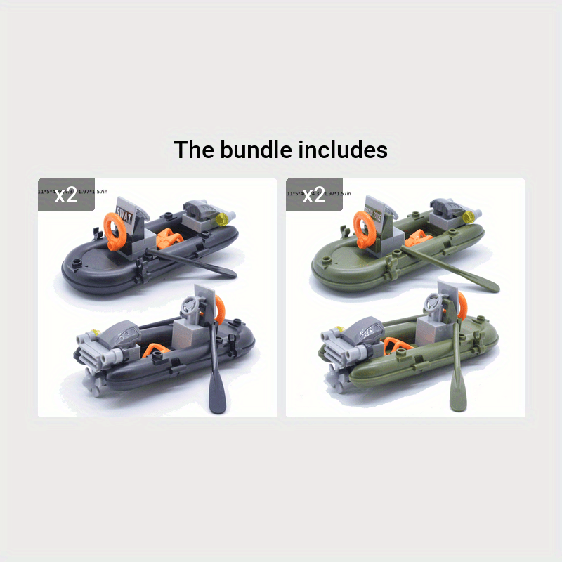 Durable ABS 1pc Military Rubber Dinghy Building Block Toy