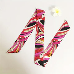 2pcs Red Striped Skinny Scarf & Scarf Ring Set