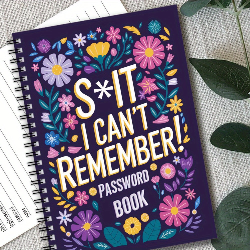 Spiral Password Notebook - Internet Website Address Login Details Logbook