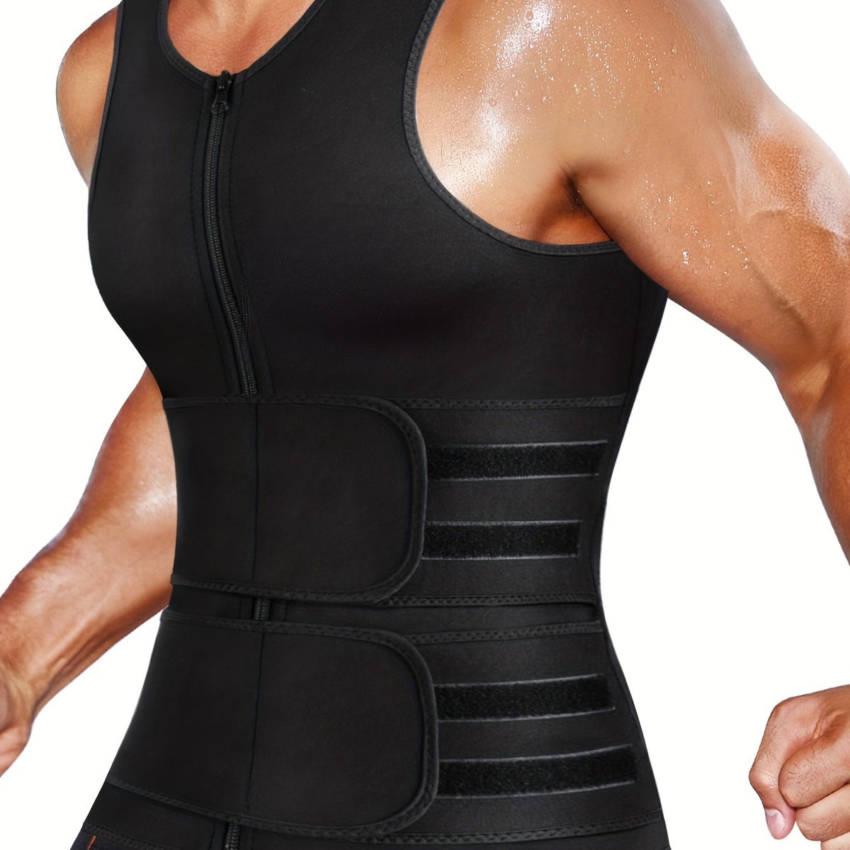 Men's Neoprene Sauna Suit Waist Trainer Vest & Body Shaper Zipper Tank Top
