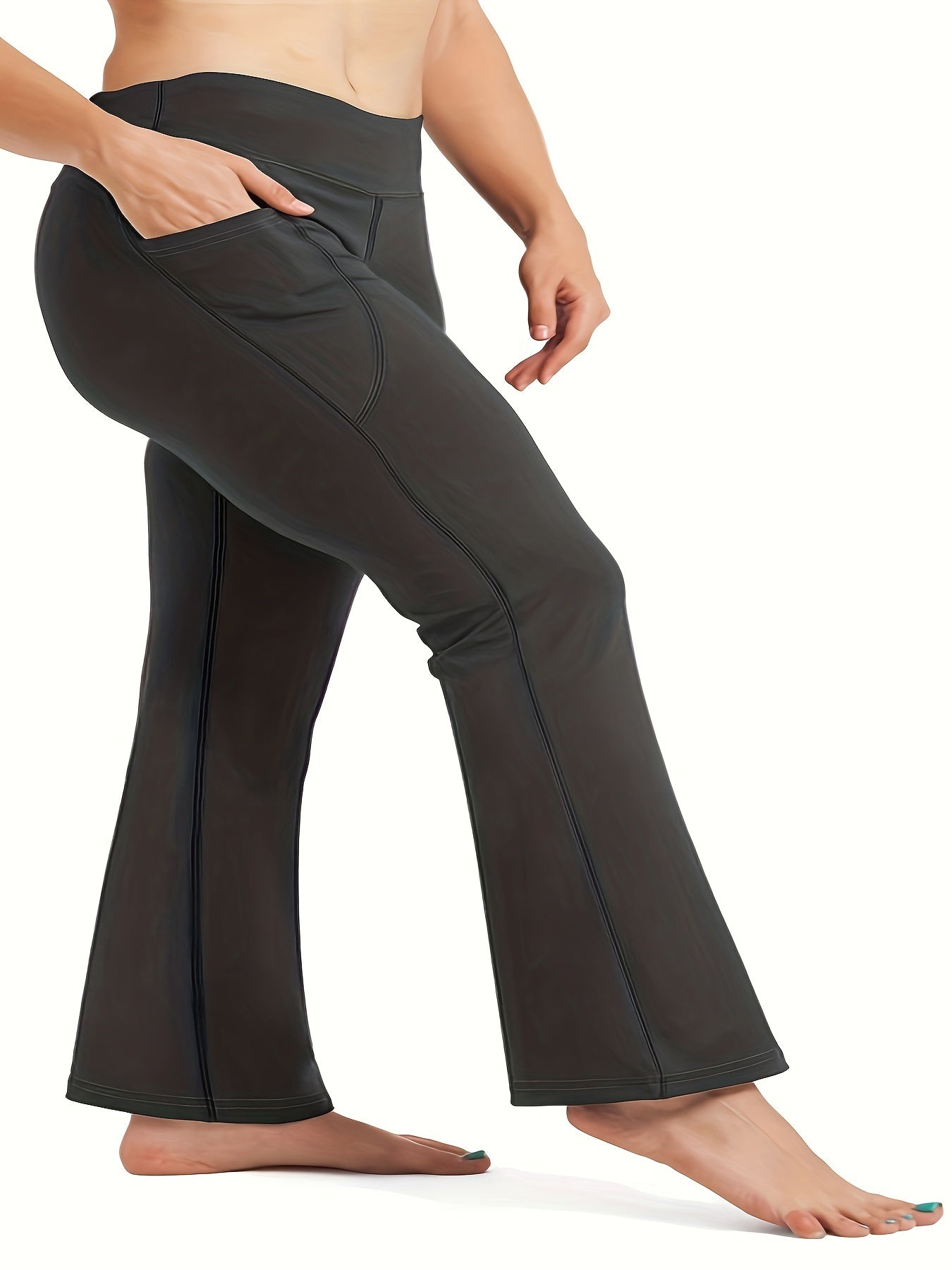  High Rise Flared Leg Yoga Pants with Pockets