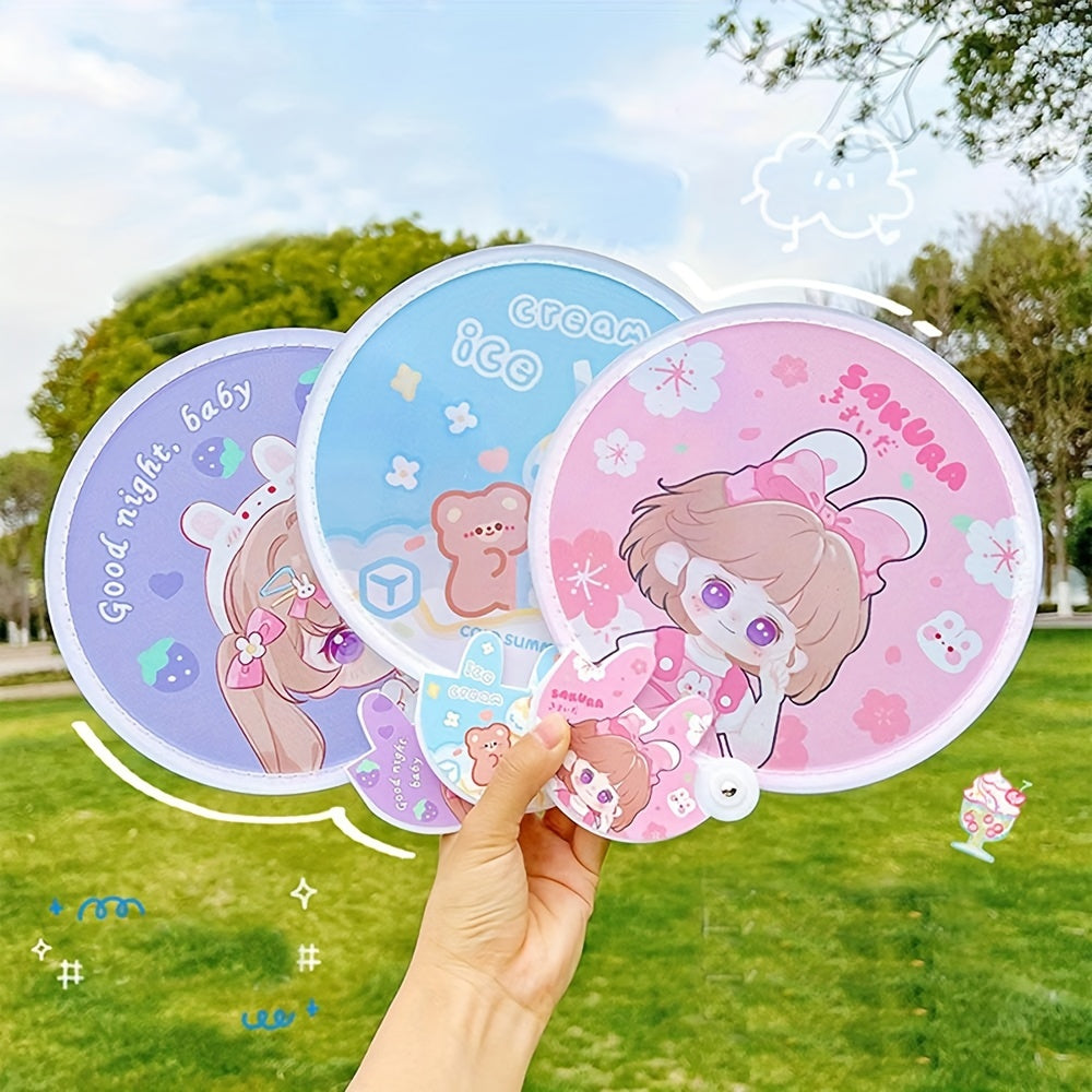 Mini Cartoon Pattern Folding Fan for Outdoor Activity