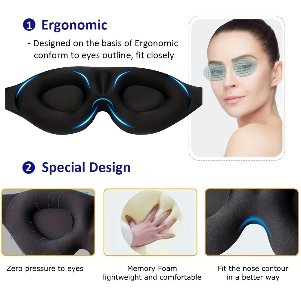 3D Contoured Sleeping Eye Mask Blackout Blindfold Travel Nap Yoga Meditation