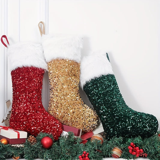 Glitter Plush Christmas Stockings Children's Gift Bag