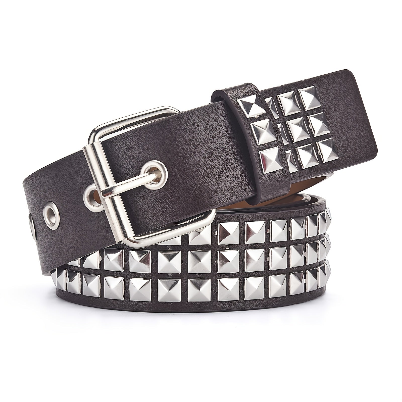 Punk Hip hop Square Bead Rivet Belt Unisex Street Pyramid Pin Buckle Belt