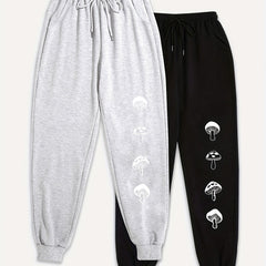 2 Pack Women's Plus Mushroom Print Joggers Set