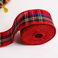 Burlap Colored Plaid Ribbon Roll 1.57inch 6m