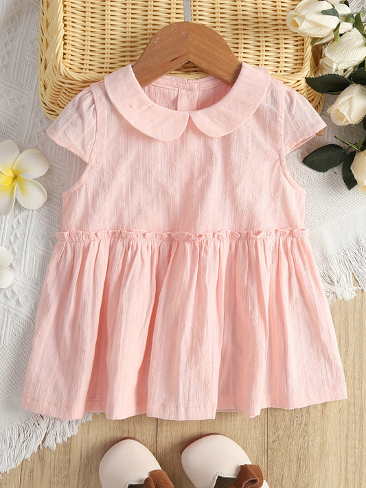 Baby Girls Plain Short Sleeve Dress for Summer