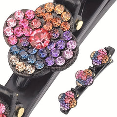 4PCS Braided Hair Clips Women Crystal Rhinestones Random Pattern