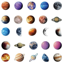 50 Space Themed Transparent Stickers Reusable PET Designs for DIY Decor