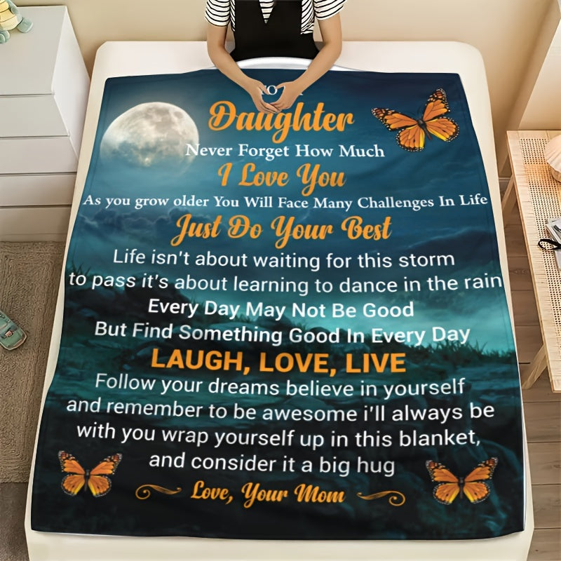 Butterfly Printed Gift Blanket From Mom To Daughter