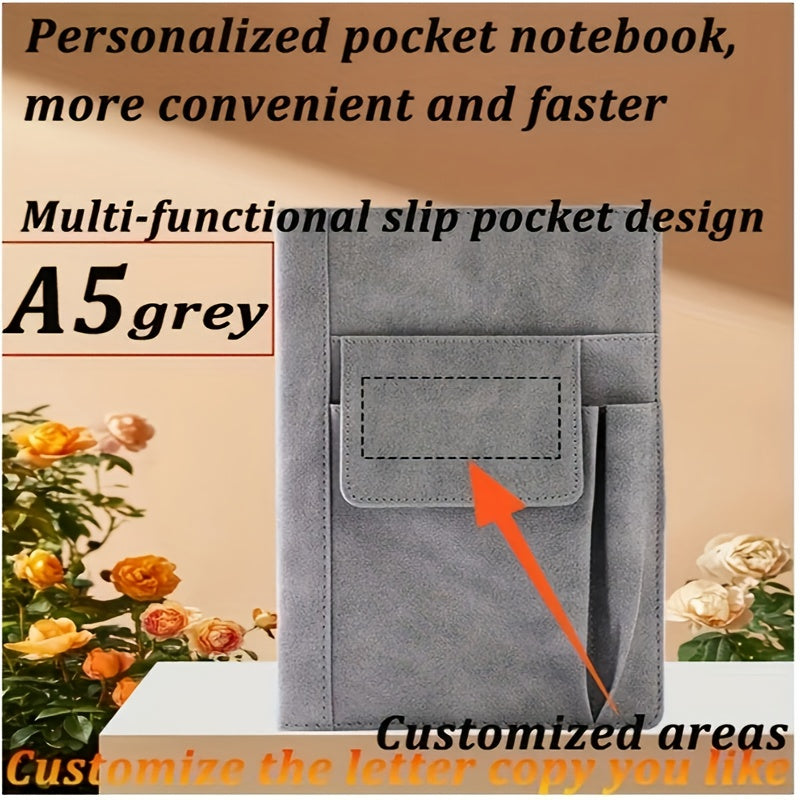 Custom A5 PU Leather Notebook with Personalized Text & Name
