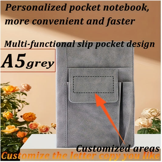 Custom A5 PU Leather Notebook with Personalized Text & Name
