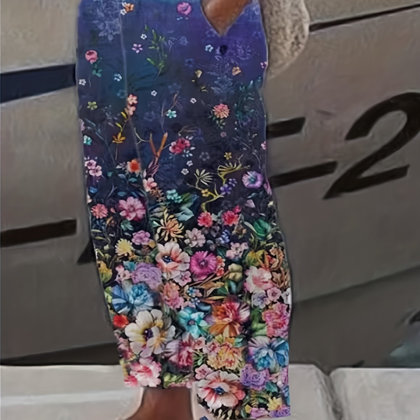 Women's Plus Floral Print Straight Leg Pants With Pockets