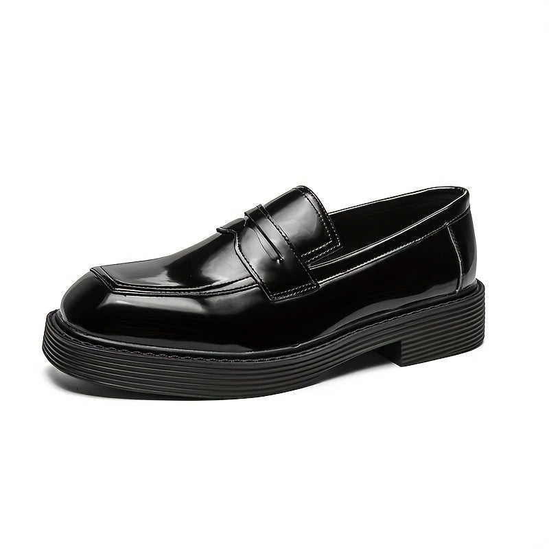 Women's Square Toe Loafers PU Leather Slip On Shoes