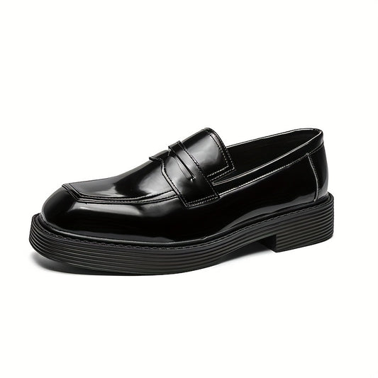 Women's Square Toe Loafers PU Leather Slip On Shoes