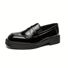Women's Square Toe Loafers PU Leather Slip On Shoes