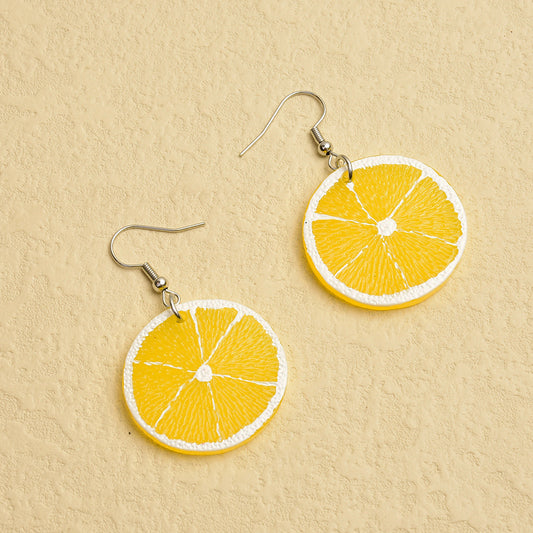 Fruit Dangle Drop Earrings Lemon Lime Orange Acrylic Summer Fun Jewelry