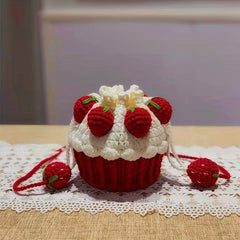 Woven Material Bag Cake Bag Crochet Handbag Grey Wine Red