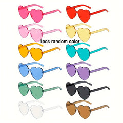 12 Pairs Heart Shape Sunglasses Candy Rimless Glasses for Party Favor Cosplay